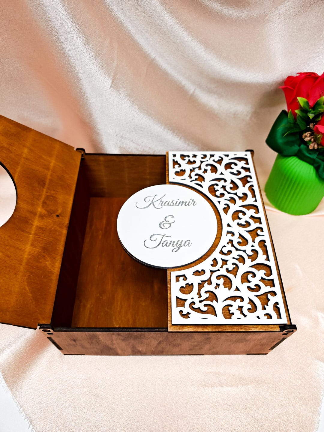 Personalized Wooden Wedding Keepsake Box – Custom Name and Date – Laser ...