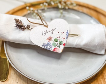 10er Set Samenpapier Gastgeschenk „Let Love grow“ einpflanzbare Herzen | Give away Hochzeit Taufe Kommuniun Konfirmation Geburtstag