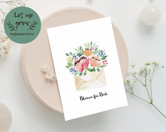 Samenpostkarte "Blumen für Dich" - einpflanzbare Karte Geburtstag Samenpapier Aquarell Hochzeit Glückwünsche Saatgut Blumenpapier Muttertag