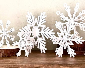 Wooden Farmhouse Snowflakes - Set of 5