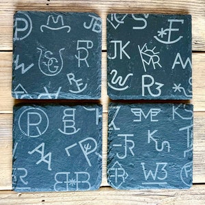 Western Cattle Brand Engraved Slate Coasters