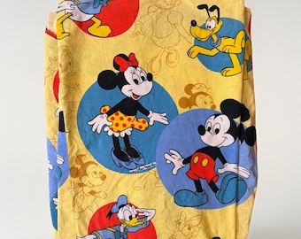 Mickey Mouse and Friends Bedspread Twin Flat Sheet 70's & 80's Fashion / Vintage