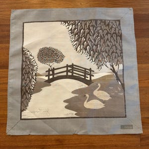 Jim Thompson Swans Ice Blue Grey Silk Scarf bild 5
