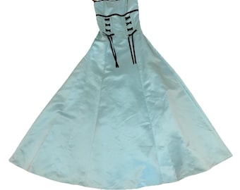 Jessica McClintock Gunne Sax Dress Gown Blue 1/2 90's Vintage Strapless