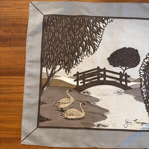 Jim Thompson Swans Ice Blue Grey Silk Scarf bild 4