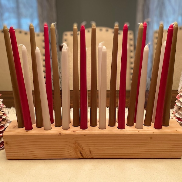 Wood Christmas Advent Candleholder Base Centerpiece/ Taper Candles