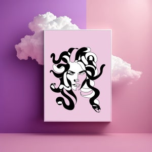 Medusa Print | Medusa Art | Tattoo Style Artwork | Black and White Medusa | Black and White Art | Snake Art | Snakes | Medusa