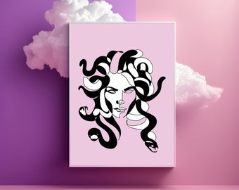 Medusa Print | Medusa Art | Tattoo Style Artwork | Black and White Medusa | Black and White Art | Snake Art | Snakes | Medusa