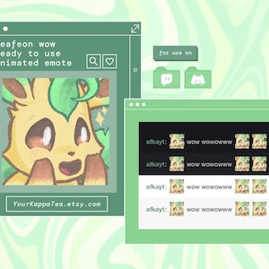 ANIMATED + STATIC Leafeon Wow Premade Emote for Twitch Discord | Ready to Use