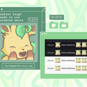 ANIMATED + STATIC Leafeon Laugh Premade Emote for Twitch Discord | Ready to Use
