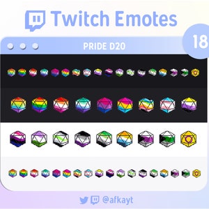 FREE Pride D20 Twitch Emotes | 18Er Pack sofort einsatzbereit | Pixel Art, TTRPG