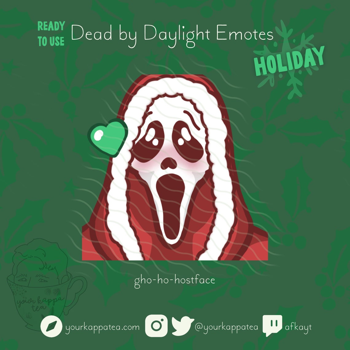 DBD Holiday Ghostface Premade Emote for Twitch Discord Youtube Etsy UK