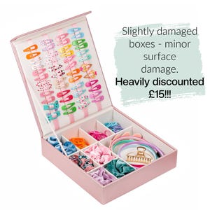 Slightly damaged (seconds) - Girl's Pink Hair Accessory Storage Box, Hair Clip Holder, Accessory Organiser FREE DELIVERY