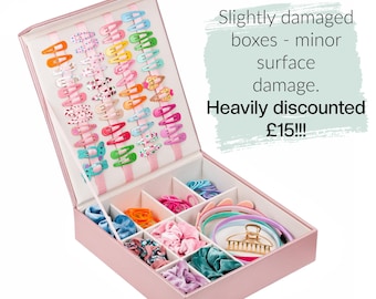 Slightly damaged (seconds) - Girl's Pink Hair Accessory Storage Box, Hair Clip Holder, Accessory Organiser FREE DELIVERY