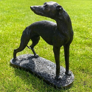 Greyhound with Head Turned Dog Sculpture Figurine, Cold Cast Bronze Resin, Dog Gift, Dog Trophy