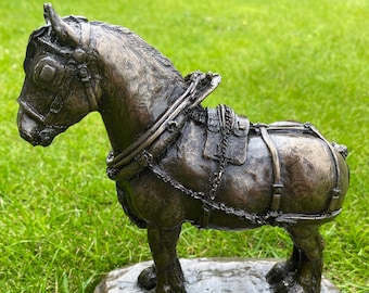 Shire Horse Sculpture: Cold Cast Bronze Figurine, Horse Gift, Pet Memorial, Trophy