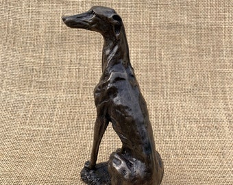 Greyhound Sitting Dog Sculpture Figurine, Cold Cast Bronze Resin, Dog Gift, Dog Trophy, Dog Memorial