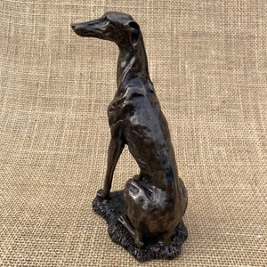 Greyhound Sitting Dog Sculpture Figurine, Cold Cast Bronze Resin, Dog Gift, Dog Trophy, Dog Memorial