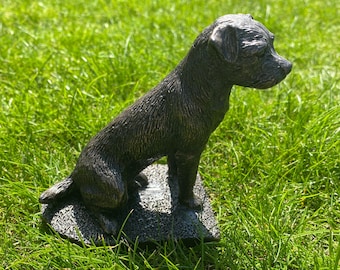 Border Terrier Sitting Dog Sculpture Figurine, Cold Cast Bronze Resin, Dog Gift, Dog Trophy