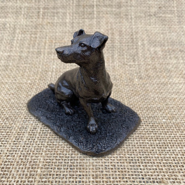 Jack Russell Sitting Dog Sculpture Figurine, Cold Cast Resin, Dog Gift, Dog Trophy, Dog Memorial