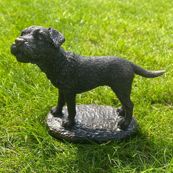 Border Terrier Standing Dog Sculpture Figurine, Cold Cast Bronze Resin, Dog Gift, Dog Trophy
