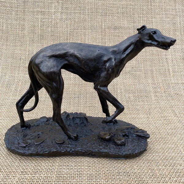 Greyhound Prowling Dog Sculpture Figurine, Cold Cast Bronze Resin, Dog Gift, Dog Trophy, Dog Memorial