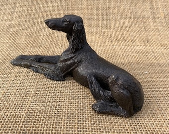 Saluki liegender Hund Skulptur Figur, Kaltgussbronze Harz, Hundegeschenk, Hundetrophäe, Hundegedenkmal