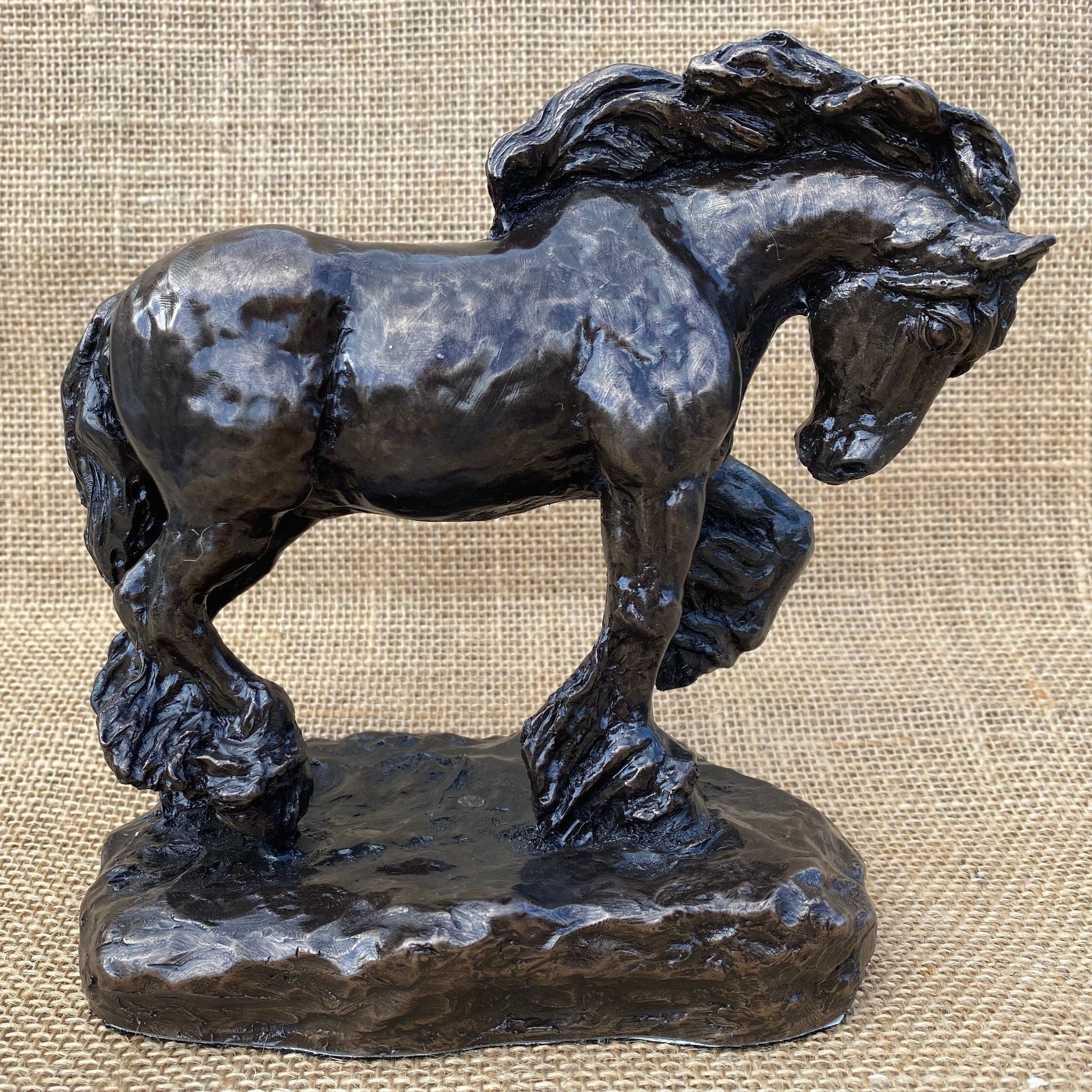 Heavy Draft Horse Trotting Sculpture Figurine Cold Cast Etsy