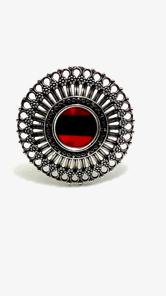 Bague Ethnique En Argent Sterling XXe Siècle – Taille 58 Style Ample