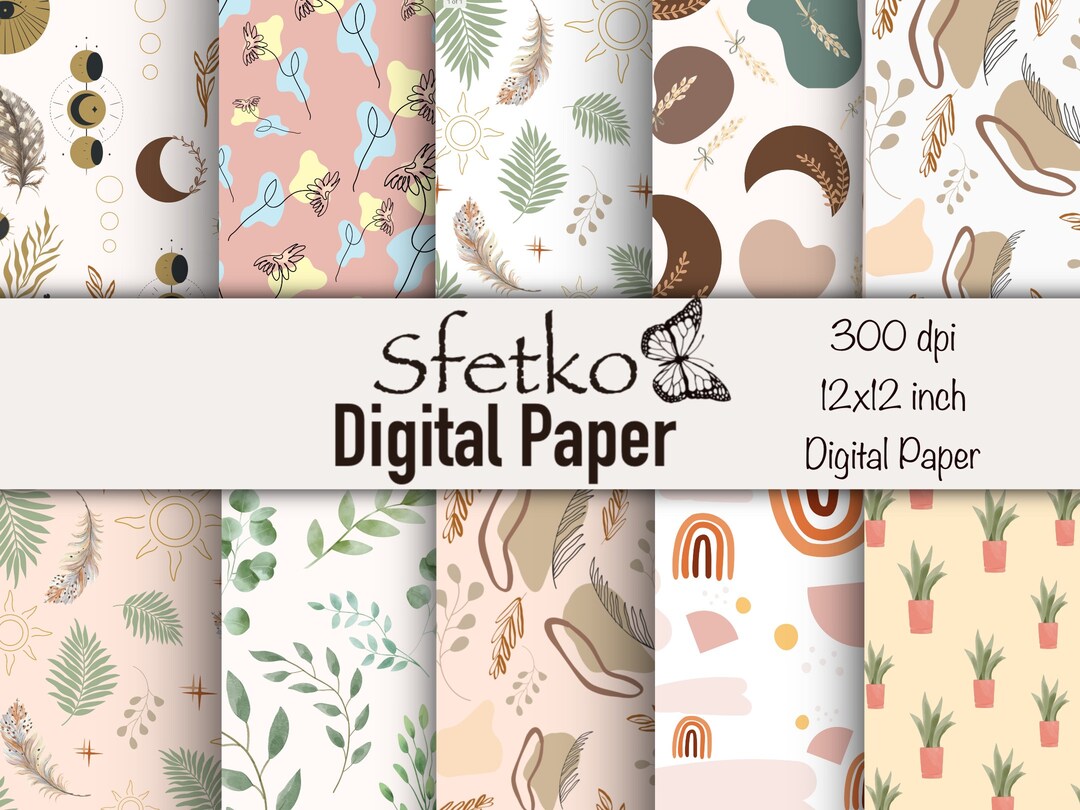 Seamless Boho Pattern Digital Paper, Boho Background, Nursery Fabric ...