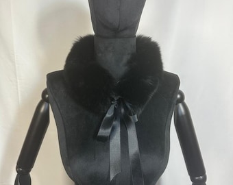 Black Ribbon Fox Fur Scarf
