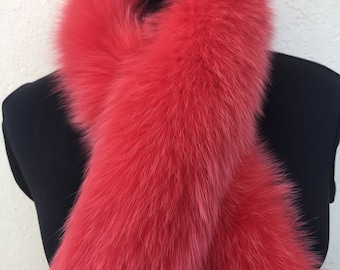 Bright Red Fox Fur Scarf