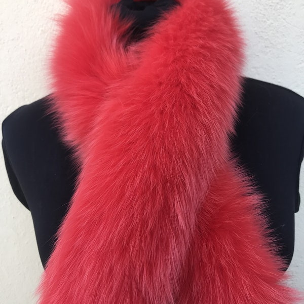 Bright Red Fox Fur Scarf