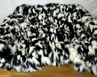 Black & White Fox Fur Blanket: Satin Lined Throw