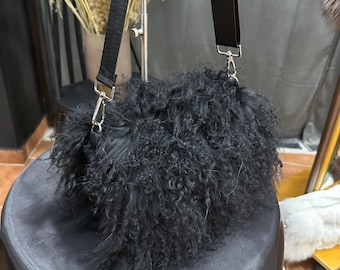 Black Mongolian Fur bag
