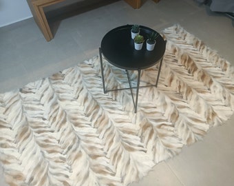Golden Chevron Style  Fox Fur Rug/Throw