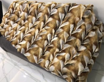 Real Natural Red Fox Paws Blanket with Satin Lining