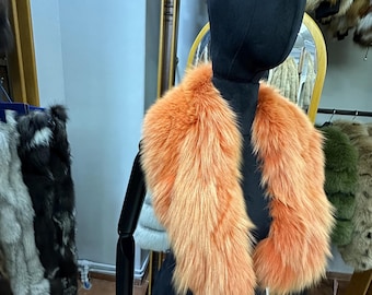 Real Luxury Orange Fox Fur Collar
