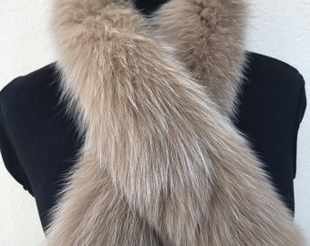 Beige Fox Fur Scarf