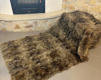 Green Khaki Coyote Fur Blanket: Nonslip Throw