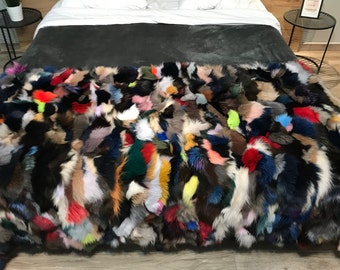Multicolour Fox blanket/throw for your bedroom or your living room with satin lining