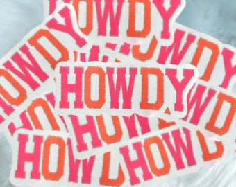 Hot pink & orange with silver glitter HOWDY sticker