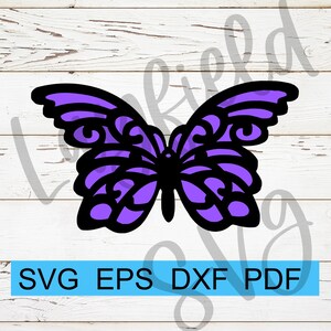 Pretty butterfly, Fancy butterfly, Two layer butterfly, Butterfly svg, Butterfly cut file, (svg, eps, dxf, pdf), Digital Download