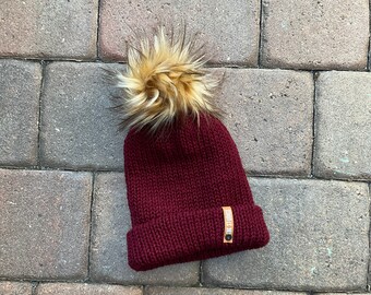 Burgundy Pom Beanie Pom Pom Beanie 