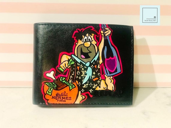 Personalized Fred Flintstone Leather Wallet for Men Custom 