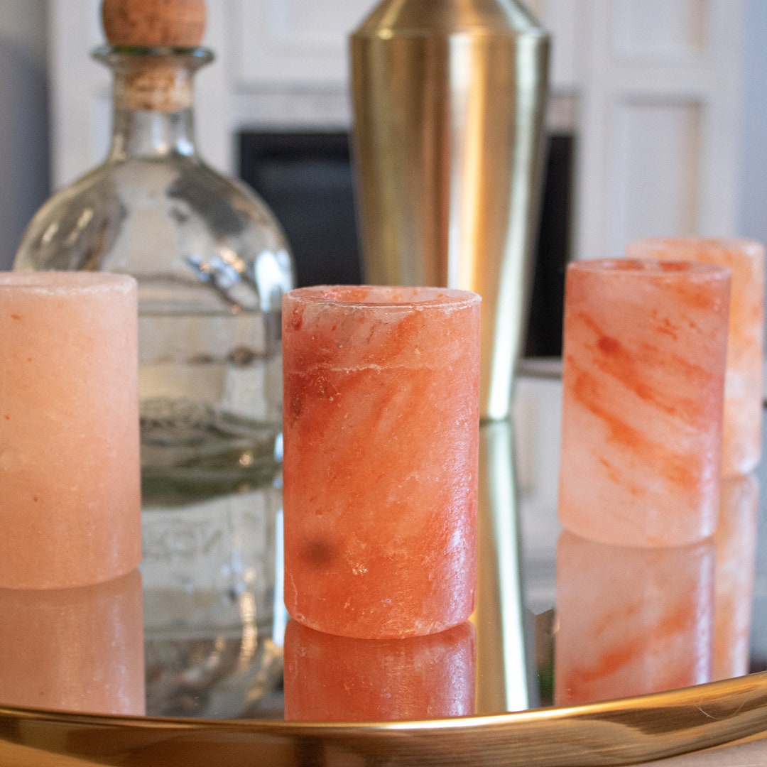 Himalayan Salt Shot Glasses set of TWO, Handmade Pink Salt Shot Glass