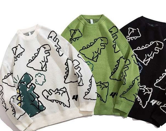 Dinosaur Sweater Dinosaur Pullover Unisex Sweater Knit - Etsy