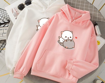 Cute Cat Cartoon Print Hoodies Kawaii 