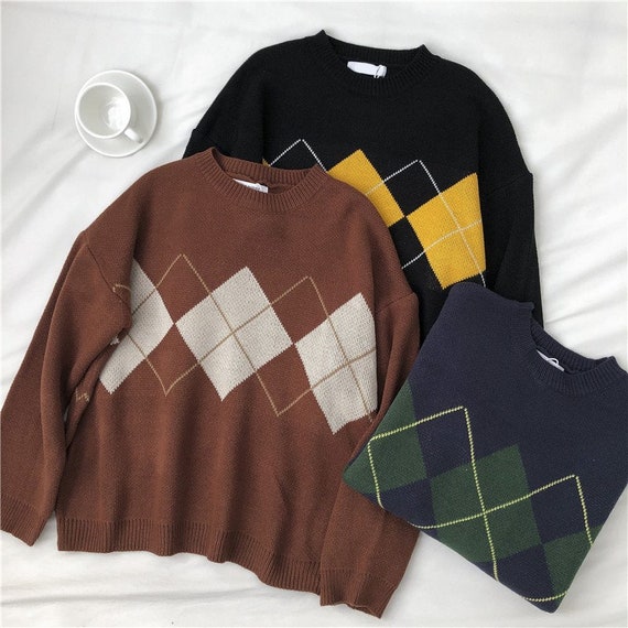 oversized argyle sweater