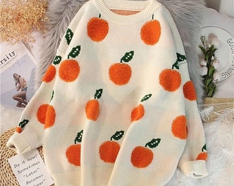 Orange Fruit Knit Sweater Orange 